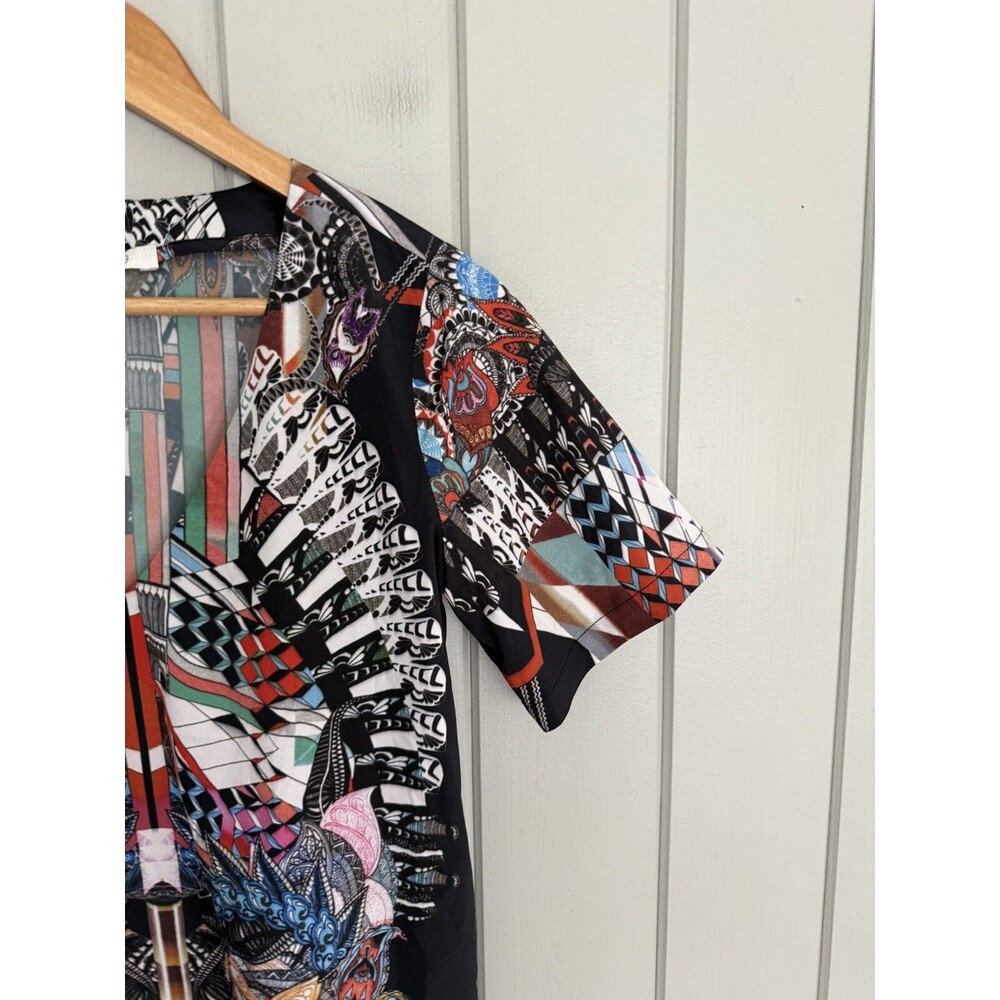 Alexis Fidra Top XS V-Neck Short Sleeves Multicolor Chiffon Jewel Print - Picture 2 of 8